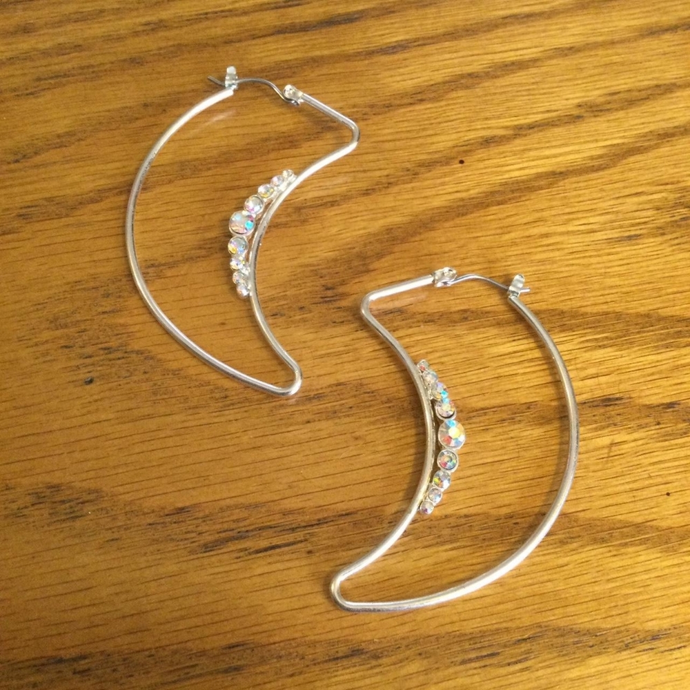 Rhinestone moon earrings